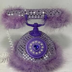 VTG RARE Y2K Purple Dream Dazzlers Glam Fur Toy Phone with Multiple Ringtones